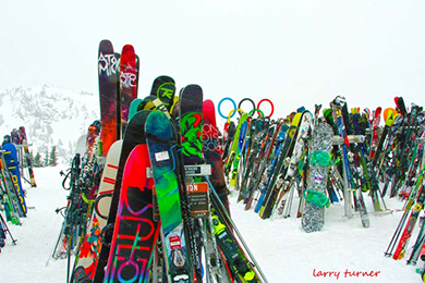 Whistler ski racks at lunch