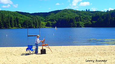 Painter on the beach