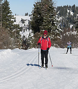 Bogus x/c skier savoring the sun