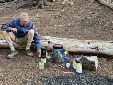 Diamond Lake Wilderness cooking dinner