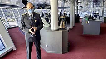 Cruise staff captain on bridge