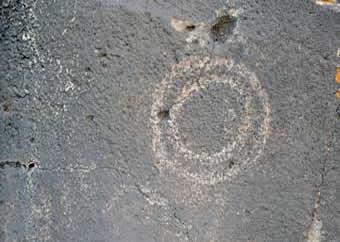 Hart Mountain National Antelope Refuge, Oregon, petroglyph bullseye