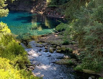 McKenzie River, Oregon, the Blue Pool flowing downstream